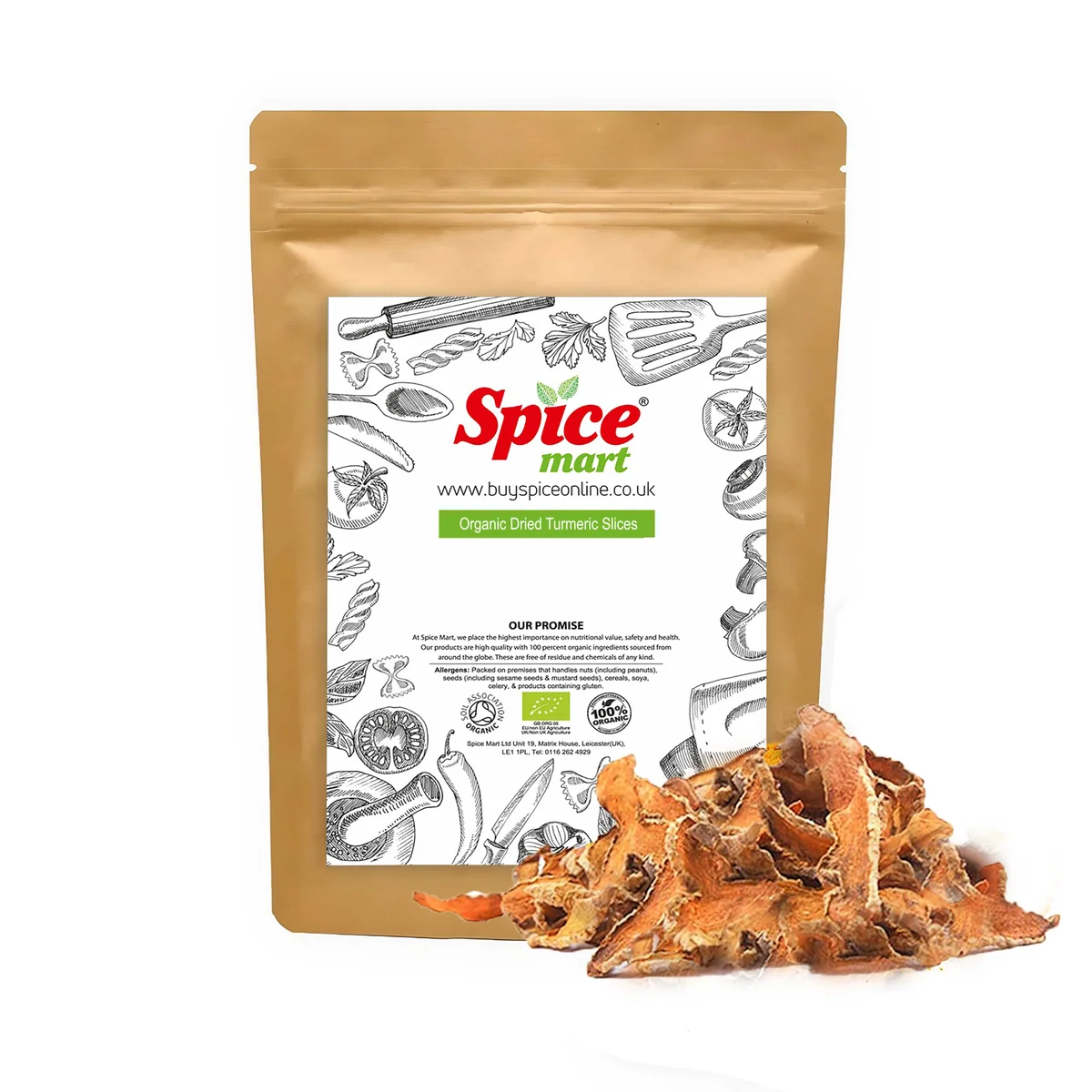 Organic Dried Turmeric Sliced 1kg