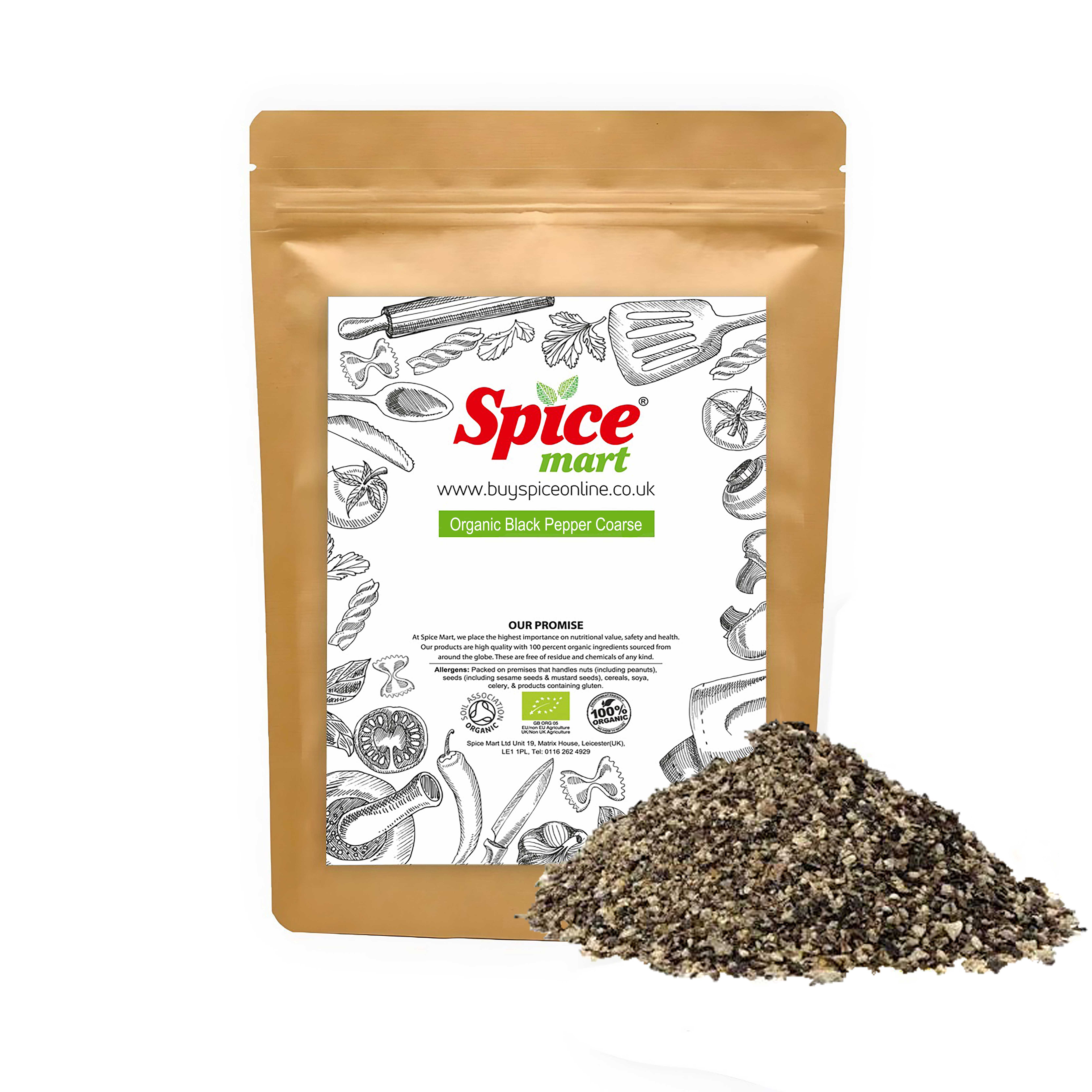 Organic Black Peppercorns Coarse 100g